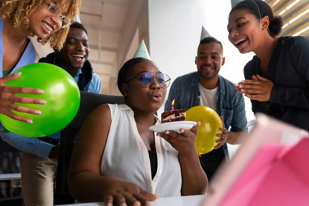 celebrating event with balloons